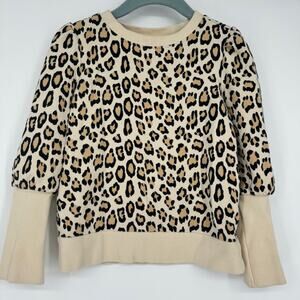 Janie & Jack Girl's Leopard Print Puff Sleeves‎ Sweatshirt Size 4